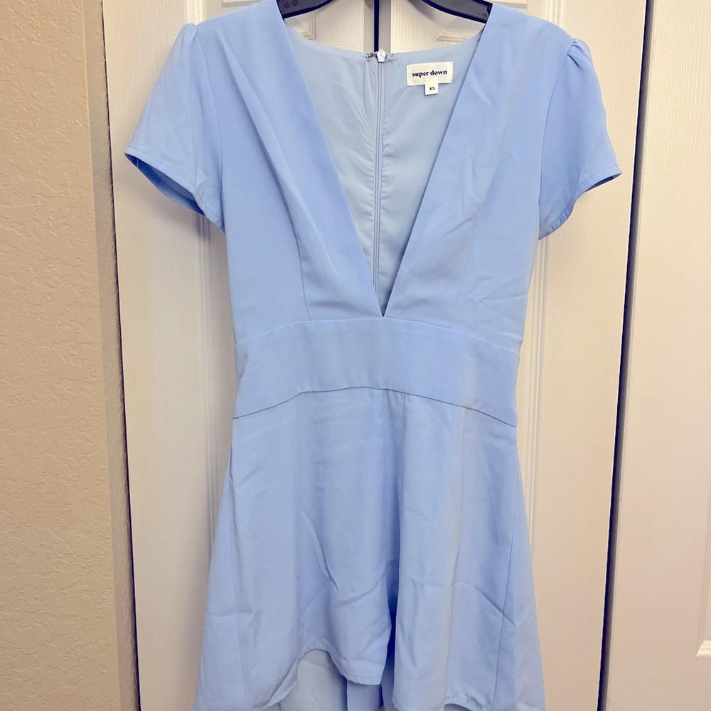 Superdown Baby Blue Playsuit in XS